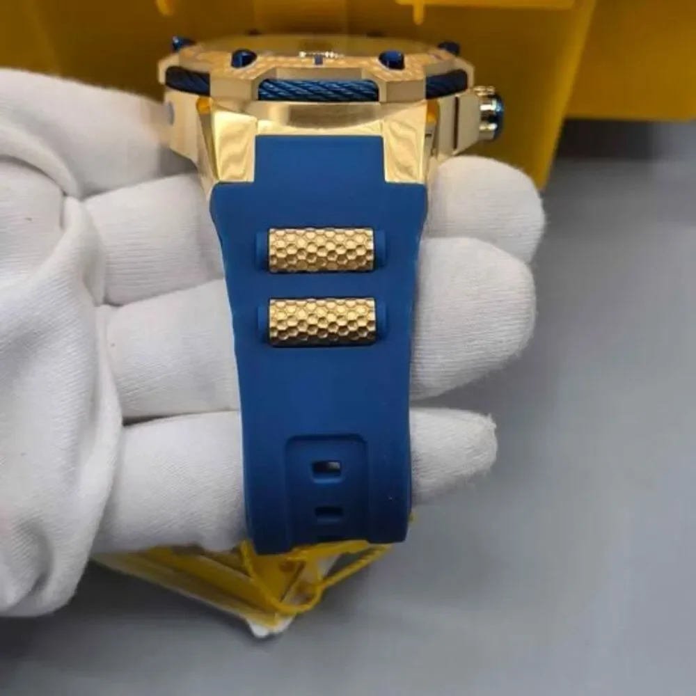 53mm Invicta Automatic Hammered Goldtone | Blue Strap SUBAQUA BOLT Invicta Watch